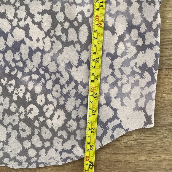 Rebecca Taylor One Shoulder Top Mauve Gray Leopard Print Crepe Blouse - Picture 10 of 12